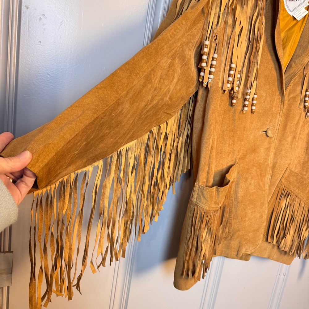 Vintage Desperado Suede Fringe Beaded Jacket – Western Boho Style Size 1 X - Picture 7 of 16